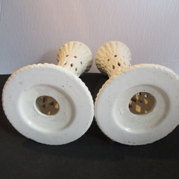 Vintage, Creamware, Filigree Candlesticks. Off White/Cream colour. 6.5" - Picture 5 of 7